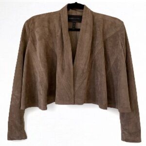 NWOT! BCBGMaxAzria Women’s Cropped Mocha Brown Faux Suede Waterfall Jacket